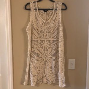 Cal Style Ivory Embroidered Sheer Tunic Size XL